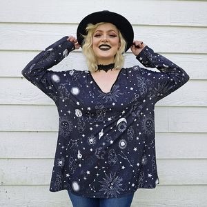 Witchy Astrology Goth Celestial Sakurafina 2XL Long Sleeve Top Shirt